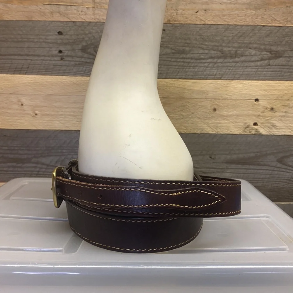 Mulholland Brothers leather belt brass accents size 48